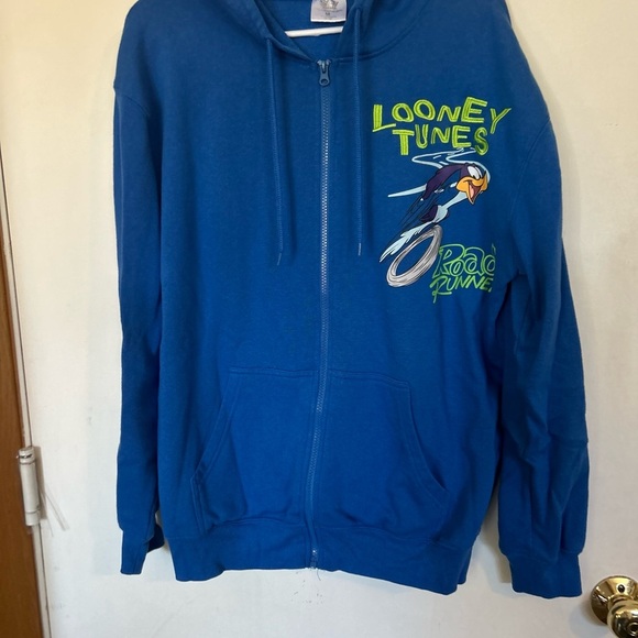Warner Bros. Looney Tunes Blue Novelty Zip up Jacket Medium - Picture 1 of 8